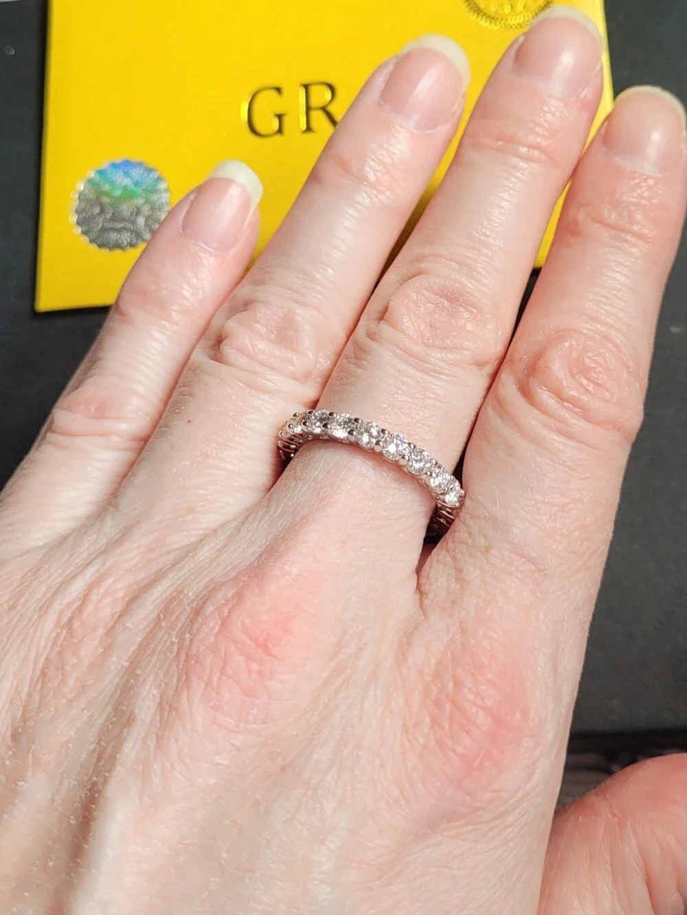 2.2ct Round Cut Moissanite Eternity Band Ring – White Gold Plated (Size 8)